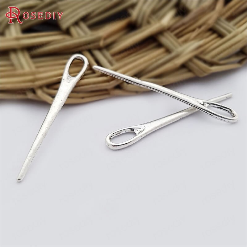 (20746) in Lega di zinco Pulsante Spool Ago Per Cucire Ruota Che Gira Righello Nappe Lane E Filati Abbigliamento Modello di Lavoro A Maglia Pendenti E Ciondoli Più Stili: 30392-39x5MM 30PCS
