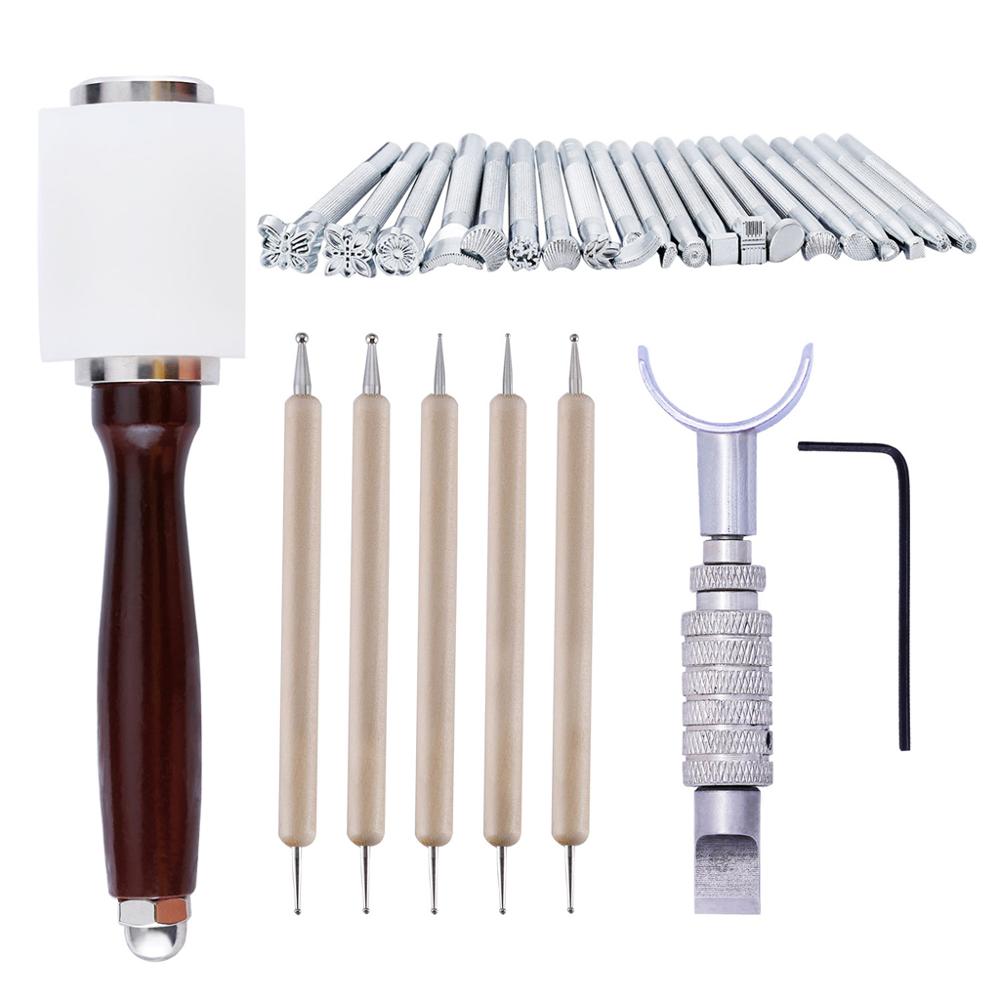 Leather Craft Hand Stitching Sewing Tools Kit Waxed Thread Awl Thimble Scissors Needles Ruler Set DIY Manual Leathercraft