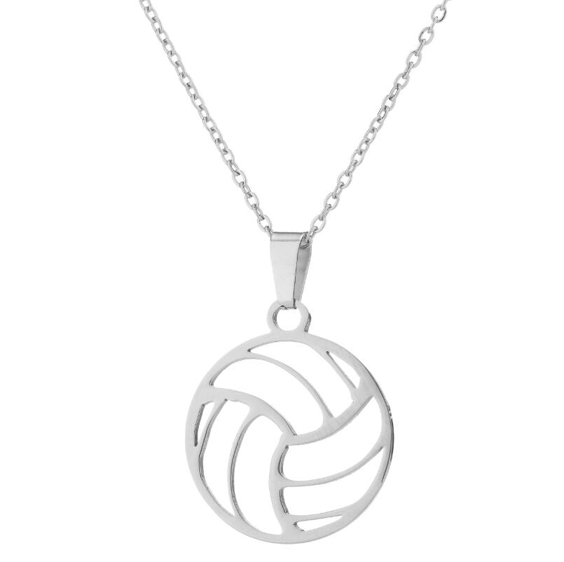 Hfarich Personality Stainless Steel Beach Volleyball Pendant Necklaces For Women Statement Sports Lovers Jewelry