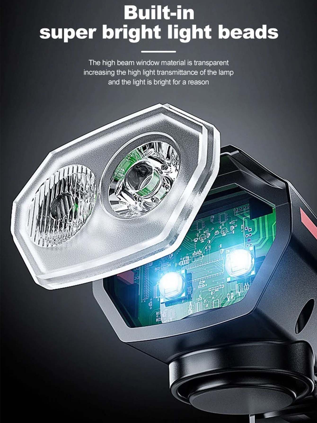 Luz Solar para bicicleta con bocina, 120dB, TYPE-C, recargable, lámpara frontal para bicicleta de montaña y carretera, linterna para bicicleta de 1200 mah