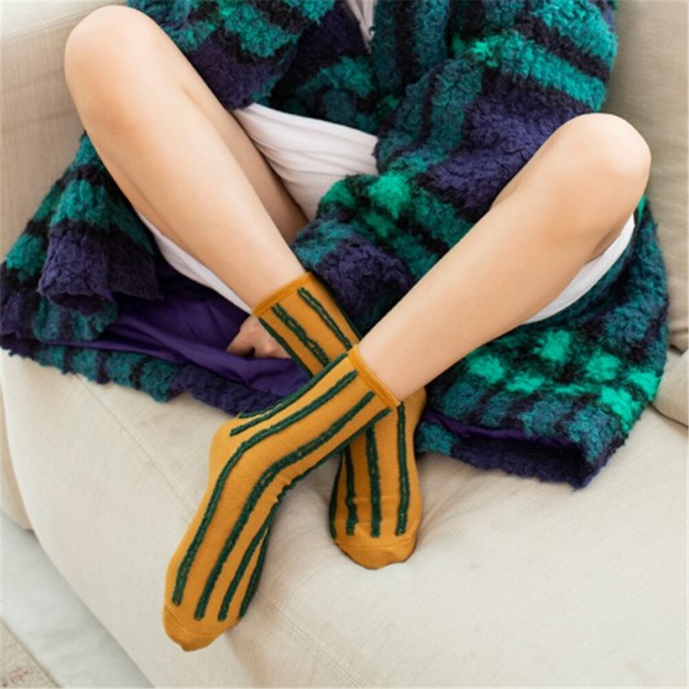 Socks On Both Sides Wearing Vertical Stripes Cotton Women's Tube Socks College Wind Warm Socks