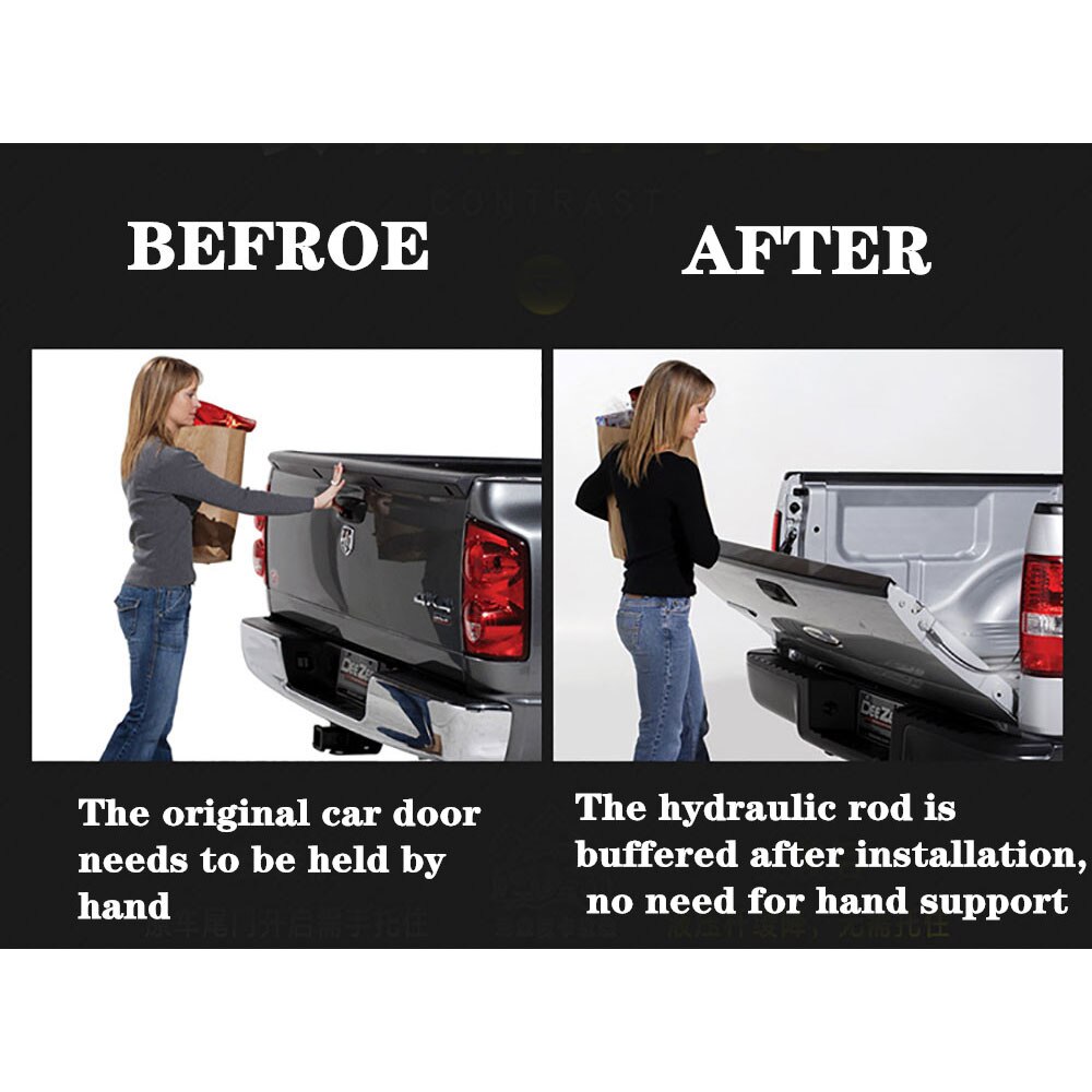 For Ford Ranger Car Accessory Spring Steel Rear gate Damper Tailgate Slow Down &amp; Easy Up Strut Set