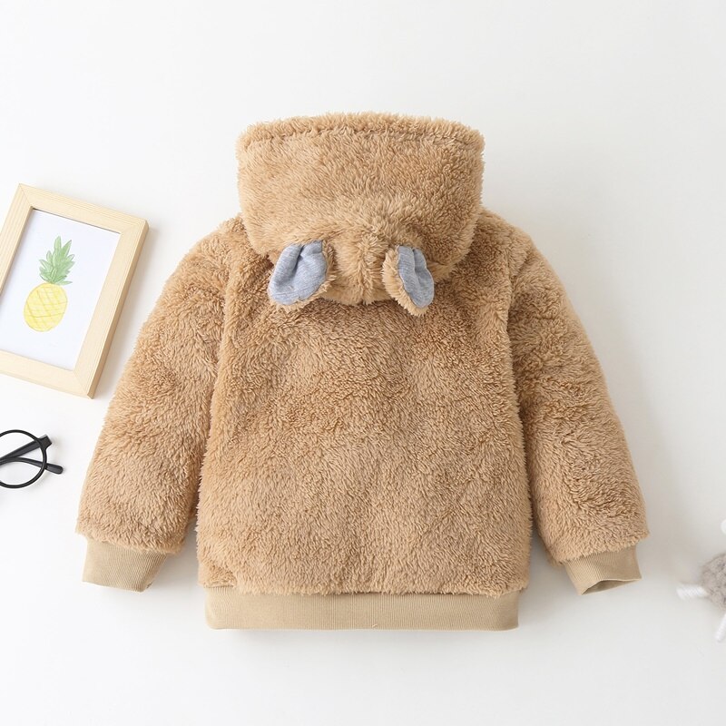 Ropa de invierno para bebés, ropa de invierno para niños, Sudadera con capucha de oso de dibujos animados, abrigo de invierno de manga larga para bebés, chaqueta cálida para niños de 1 a 6 años