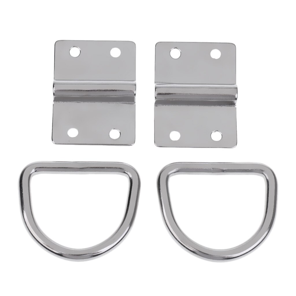 2 x Marine 316 Stainless Steel D Ring Rope Chain Tie Down Boat Truck Trailer