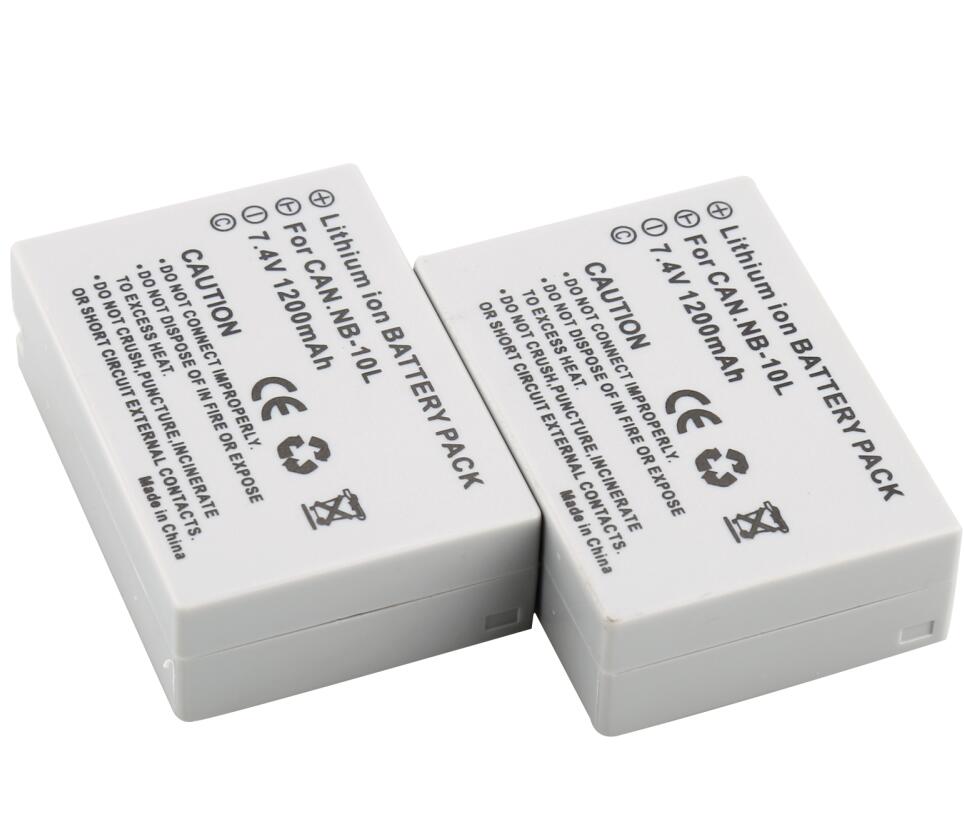 NB-10L Vervangende Batterij en USB Dual Charger voor Canon SX40 HS SX40HS SX50 PowerShot SX40 HS SX50 HS SX60 HS: 2 battery