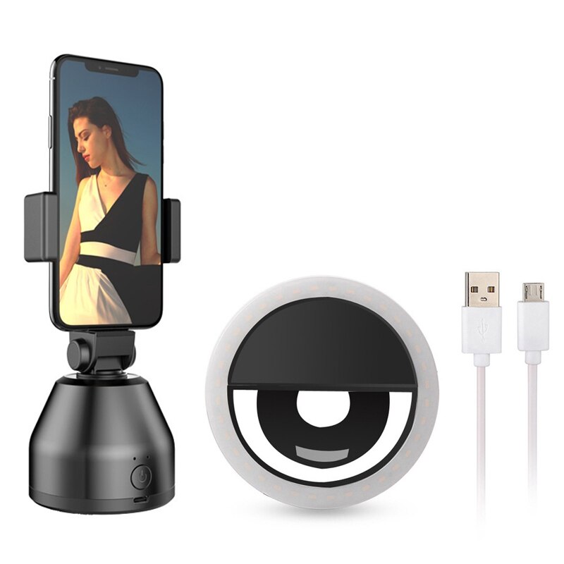 Estabilizador de cardán inteligente AI para Samsung para Iphone, cámara de teléfono inteligente, Kit de cardán de acción con rotación de objetos de 360 °: black Fill light