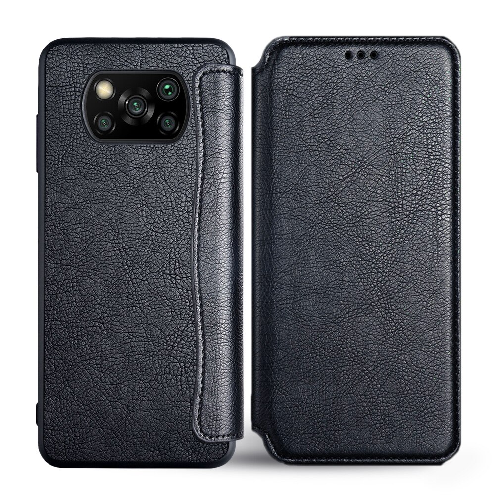 Case Voor Xiaomi Poco X3 Nfc X3 Pro Leather Flip Cover Met Card Slot Geen Magneet Voor Xiaomi Poco X3 nfc X3 Pro Case Coque Funda: Poco X3 / Black