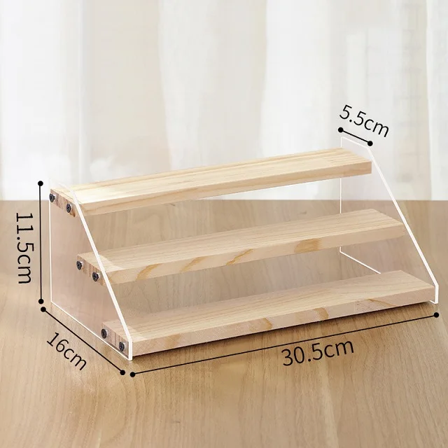 Présentoir en bois acrylique, support de maquillage, organisateur de parfum, étagère à 2-7 couches, figurine d'action, poupée, jouet, échelle, vitrine, supports de rangement: green