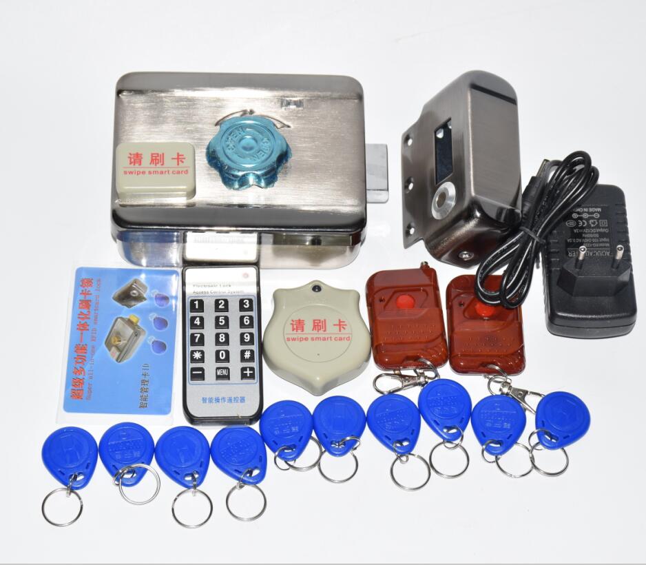 Wireless 4 Remote Control Door Lock Electronic Anti-theft Lock For Home Apartment Automatically Intelligence Household: with adapter