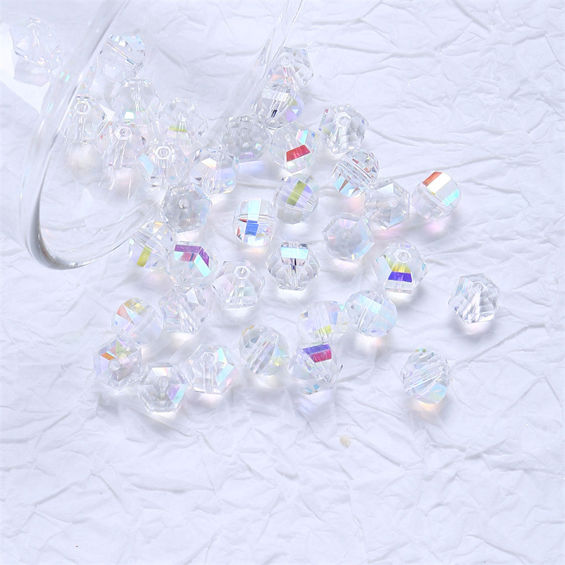 20 piezas cuentas de cristal redondas de Austria de 8mm, cuentas de vidrio facetadas de Color AB, cuentas espaciadoras sueltas para fabricación de joyería, collar de pulsera DIY: YELLOW