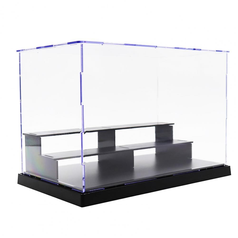 Display Case 3-Tier Dustproof Acrylic 25*14.5*17cm Clear Action Figure Model DIY Storage Box for kids children