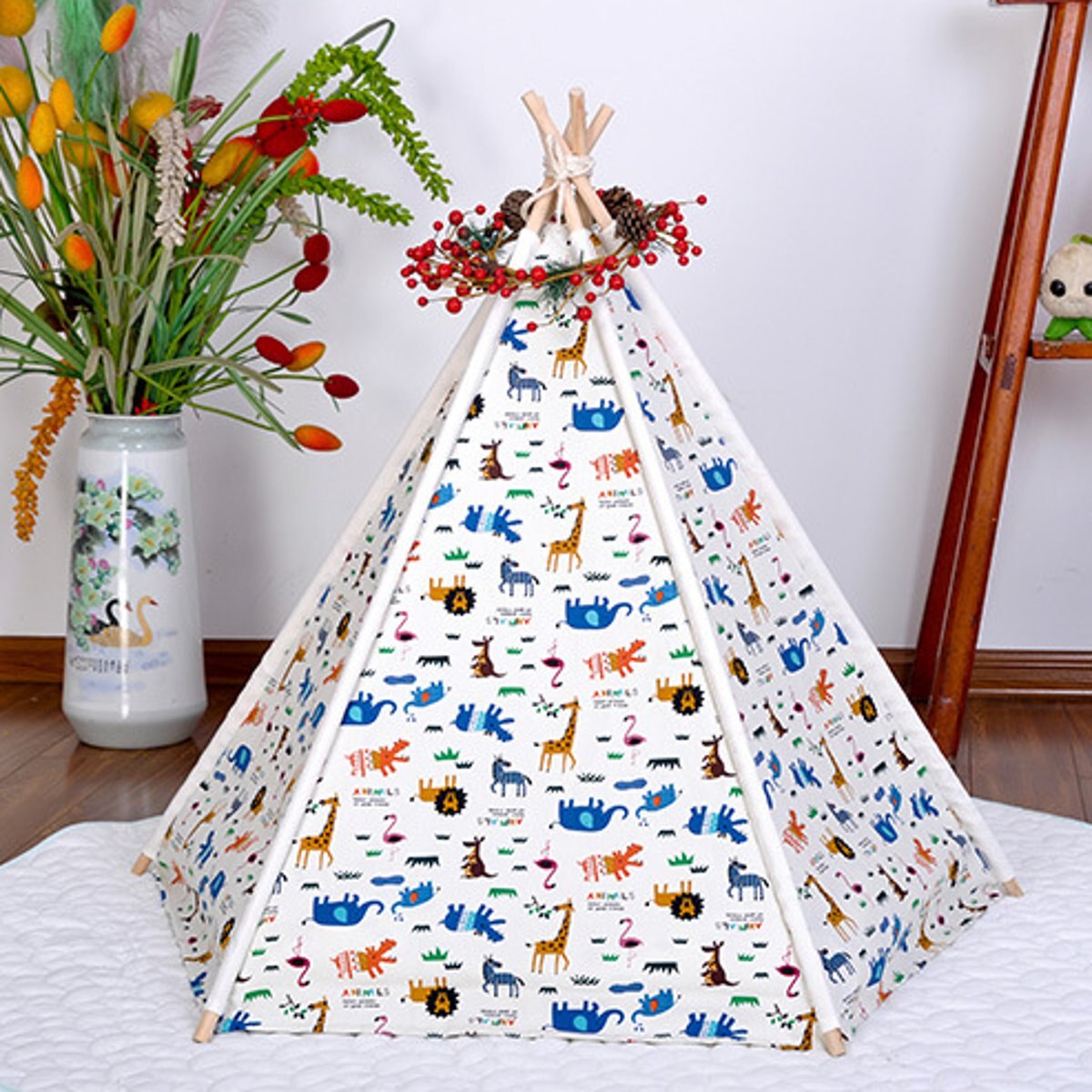 Indiani tepee Tenda della Casa del Gioco Regalo Dei Capretti Della Ragazza ragazzo Tende di Tela Portatili per Bambini teatro A Pelo cupola