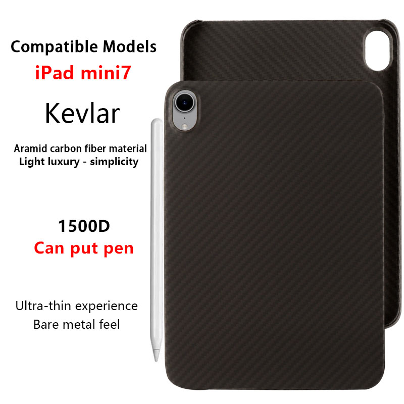 Carbon fiber Case for iPad Mini 7 8.3 Inch & Mini6 thin matte Real Carbon Fiber Aramid Tablet Cover Protection Shell: GRAY