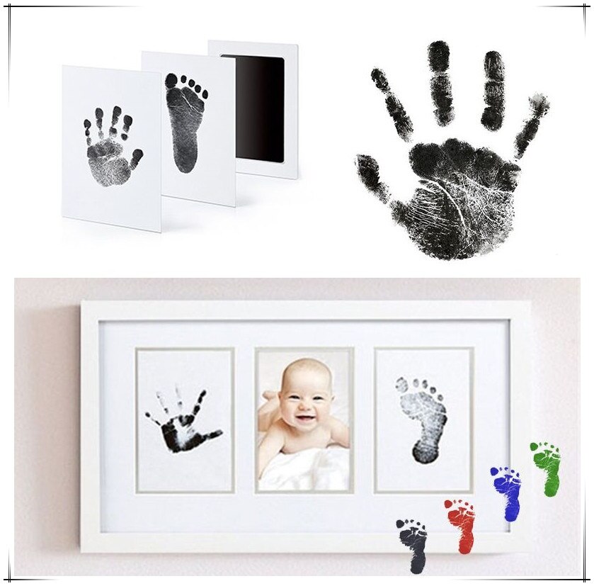 Caja de Seguridad No tóxico huellas de bebé huella No tocar la piel sin tinta almohadillas de tinta Kits para 0-6 meses, recién nacido huellas Souvenir