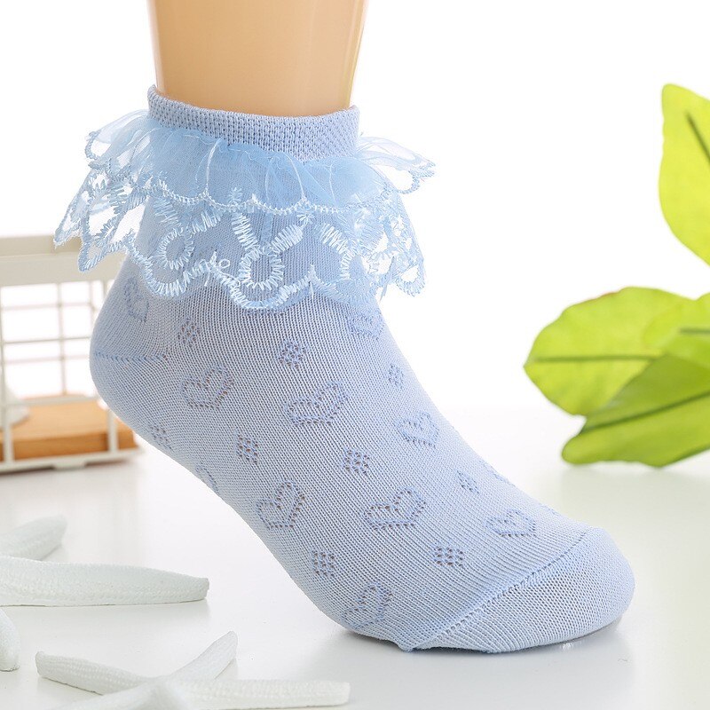 4 paar / lot lente zomer meisjes sokken kant mesh kindersokken 3-15 jaar kindersokken voor meisjes: Blauw 4 paar / 3-6 jaar