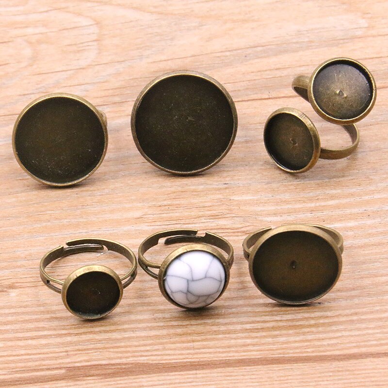 10Pcs/lot 6 Style Simple 10-20mm Adjustable Ring Bases Round Cabochon Blank DIY Rings Women Jewelry For Party