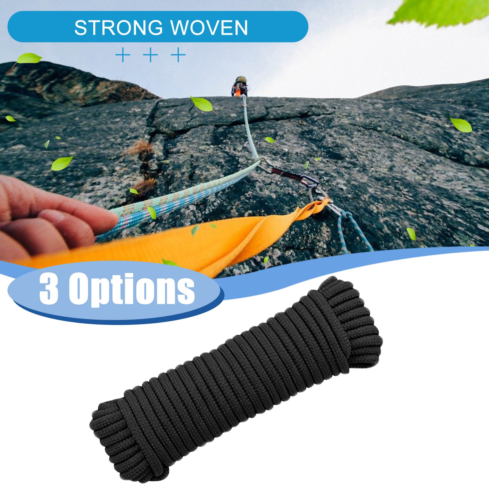 Climbing Safety Sling Cord Rappelling Rope Equipment For Outdoor Sport 10/20m 250kg Strong Woven Polypropylene Braided-poly Rope