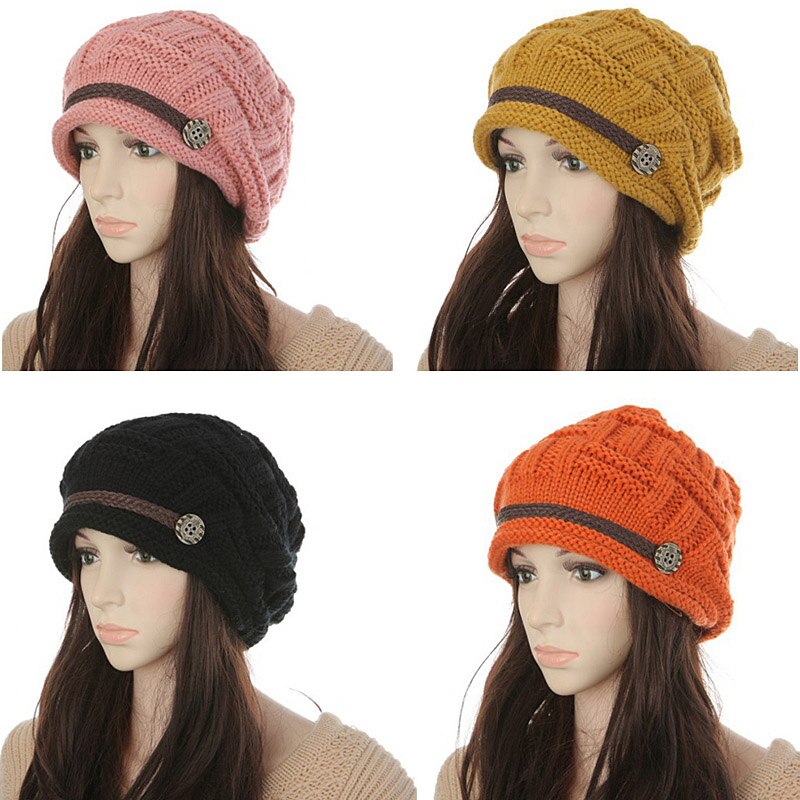 Newly Women Ladies Winter Warm Knitted Rageared Baggy Beanie Hat oversized Braided Cap FIF66