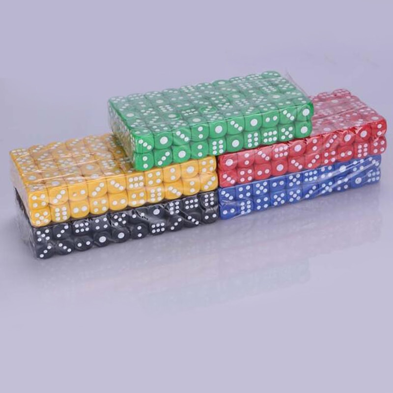 100 Pcs Ondoorzichtige 13Mm Zes Zijdig Spot Dice Party Dobbelstenen Gokken Game Dices Bbq Party Familie Plastic 1 Pack leuk Spel Multicolour