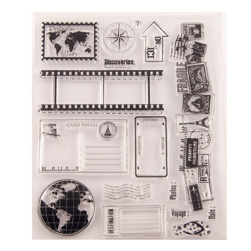 Retro Postmark Travel Stamp Transparent silicone clear stamp for scrapbooking album DIY craft decoration rubber stamp: 1