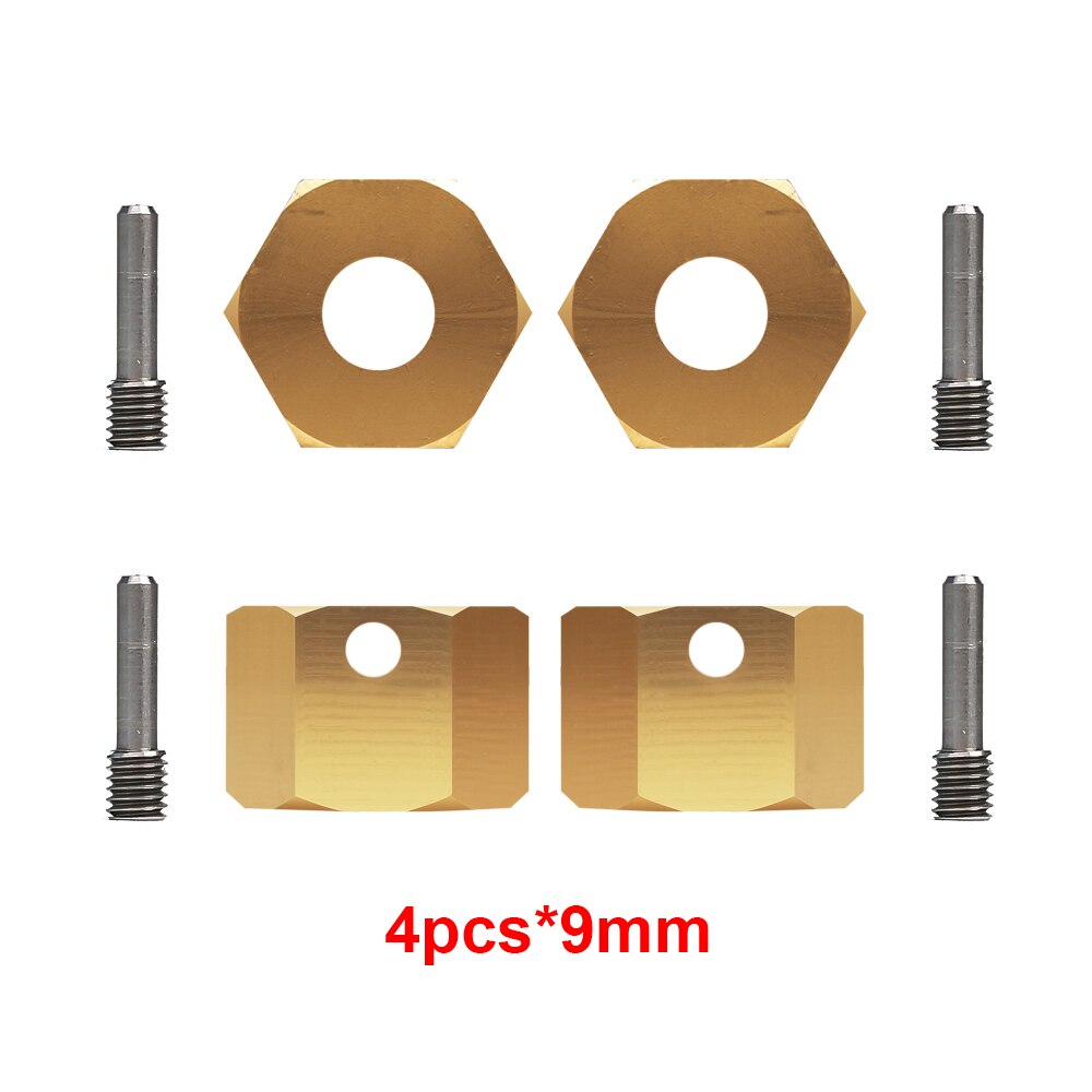 INJORA 12MM rozszerzona koło klątwa cięższe mosiężny adapter 4 sztuk dla gąsienica RC osiowe SCX10 III AXI03007 Capra 1.9 UTB AXI03004: SCX10 III mosiądz 9mm