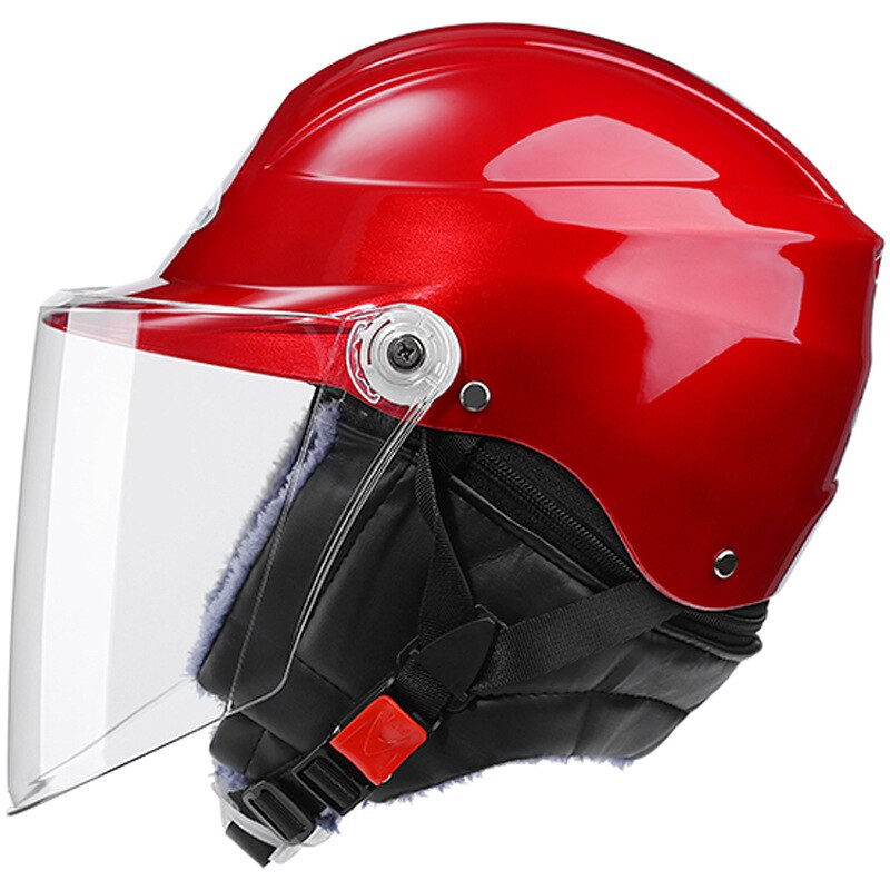 Winter Herfst Scooter Helm Elektrische Auto Helm Scooter Bike Open Gezicht Half Helm Veiligheid Harde Hoed Fietshelm: Red