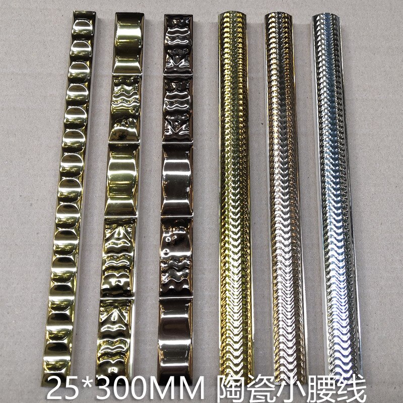 Ceramic tiles Gold and silver decorative strips