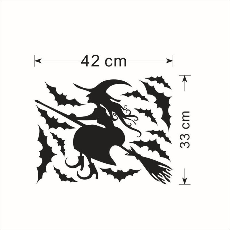 Halloween flaggermus og heksemønster veggklistremerker for butikk hjemmedekorasjon gjør-det-selv vindusdekaler festival vinyl plakater kunst veggmaleri