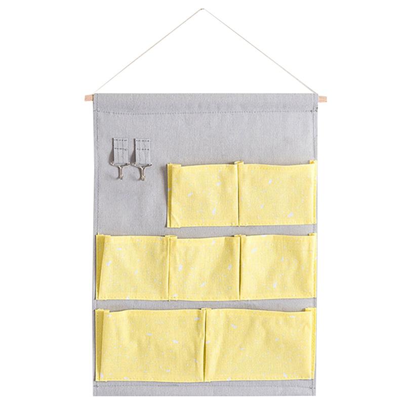 Pocket Hanging Storage Bags Cotton Linen Closet Organizer Wall Hanging Organizers Space Saving Wall Hanging Organizer: H