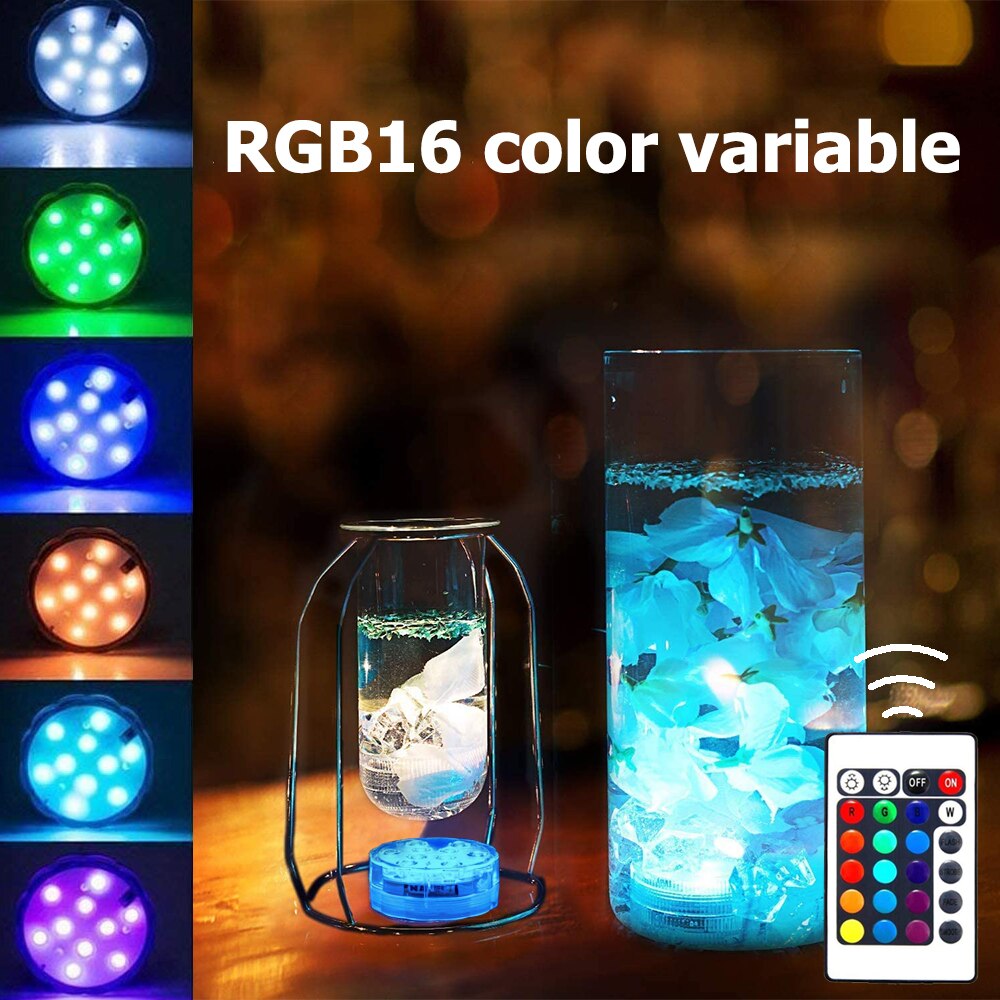 10/ 13 Led Remote Controlled Submersible RGB Light Outdoor Night Lamp Garden Party Decoration Battery Operated Underwater Vase