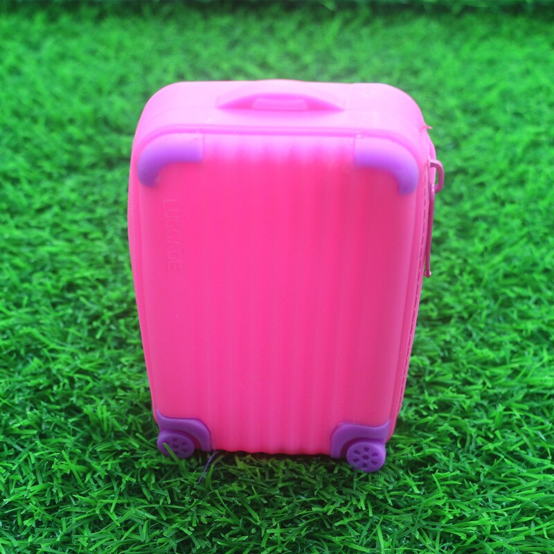 Silicone Coin Purse Suitcase Card Bag Waterproof Small Soft Zipper Storage Bag Girls Cute Funny Coin Purse Wallet Candy Color: dark pink