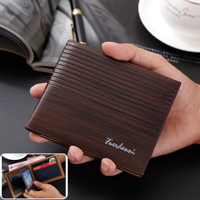Luxe Heren Portemonnee Lederen Solid Slim Portefeuilles Mannen Pu Leather Bifold Korte Credit Card Houders Portemonnees Zakelijke Portemonnee mannelijke: 3450 Coffee