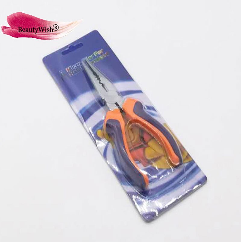 Multifunctionele Haarverlenging Tang 1Pc Rechte Hoofd Met Tanden En Gaten Blue En Orange Handvat Haarverlenging gereedschap
