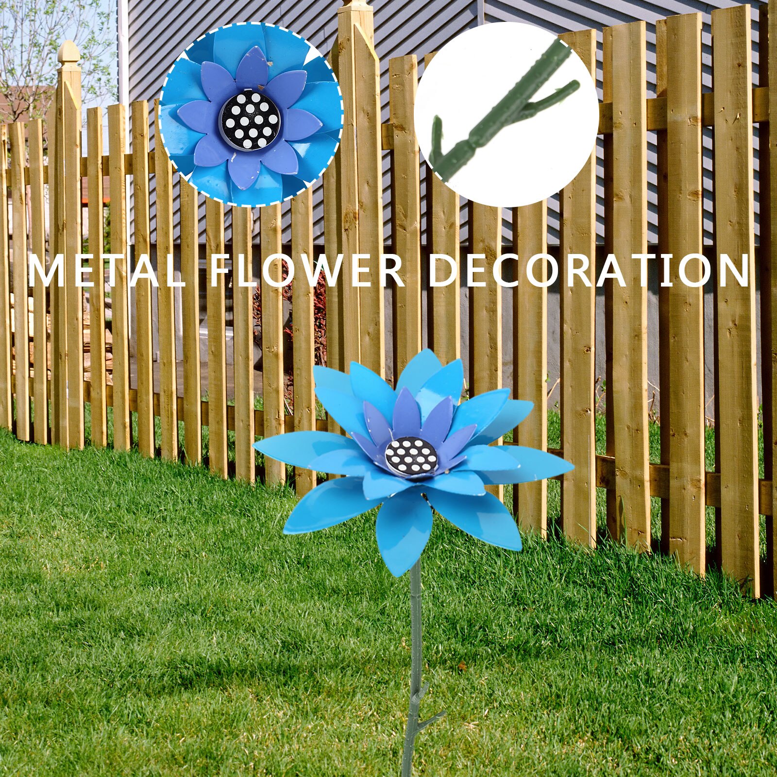 Metal Daylily Flower Iron Stakes Crafts Daylily Sculpture for Lawn Garden
