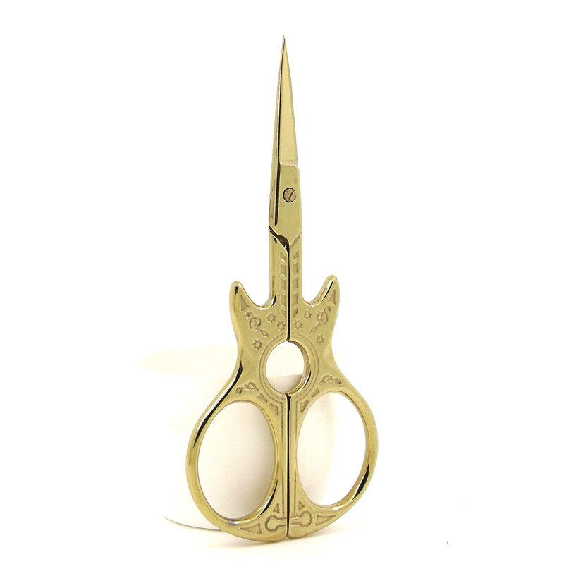 Tailor Scissors Sharp Stainless Steel Needlework Scissors Guitar Gold Small Embroidery Scissors: Gold