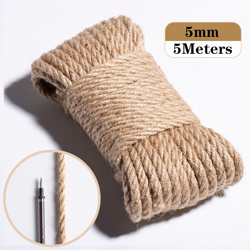 5Meter Natuurlijke Jute Lint Ambachten Touw String DIY Bruiloft Jute Koord Touw Vintage Jute Wrap Naaien Party Woonaccessoires
