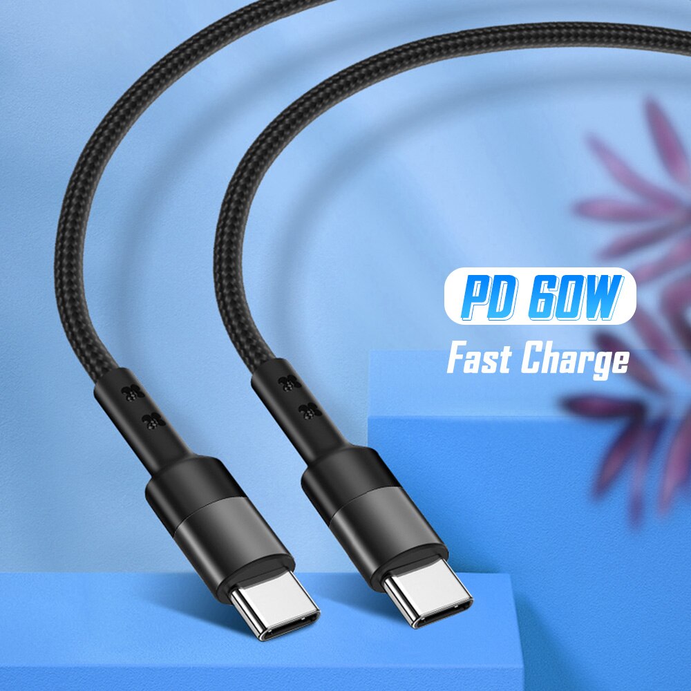 60W USB Type C to USB Type C PD Cable Mobile Phone USBC Tipo C Fast Charge Data Cabel Typec Quick Charger Kabel for Samsung S20