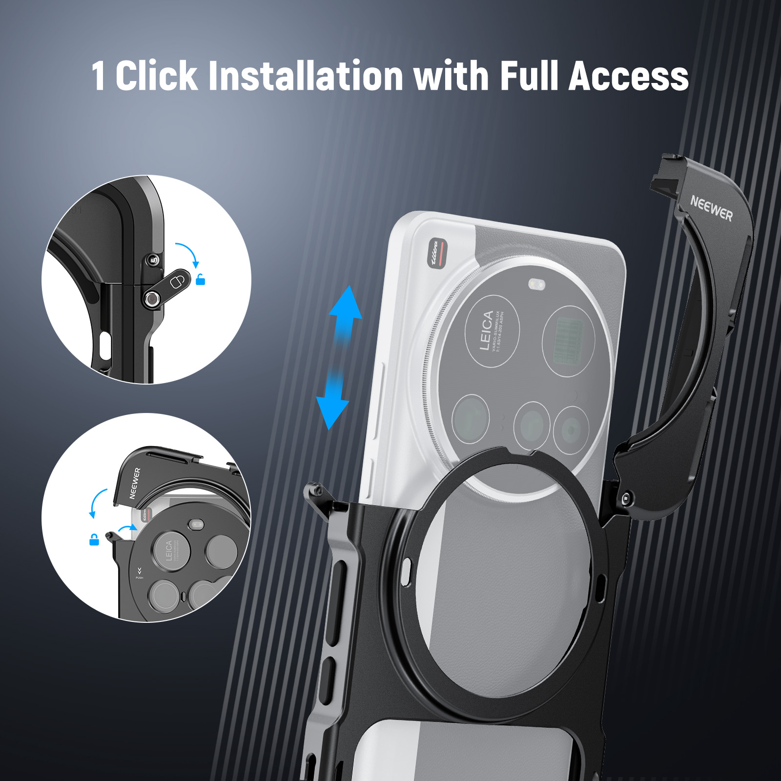 Neewer 15 ultra cage, hurtigutløsende videoveske, telefonstabilisatorholder for xiaomi 15 ultra med adapter for 67mm filter