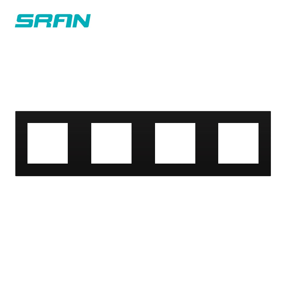 SRAN Blank panel with Installing iron plate 344mm*86mm white/black/gold PC four frame panel switch socket: Black 344 PC