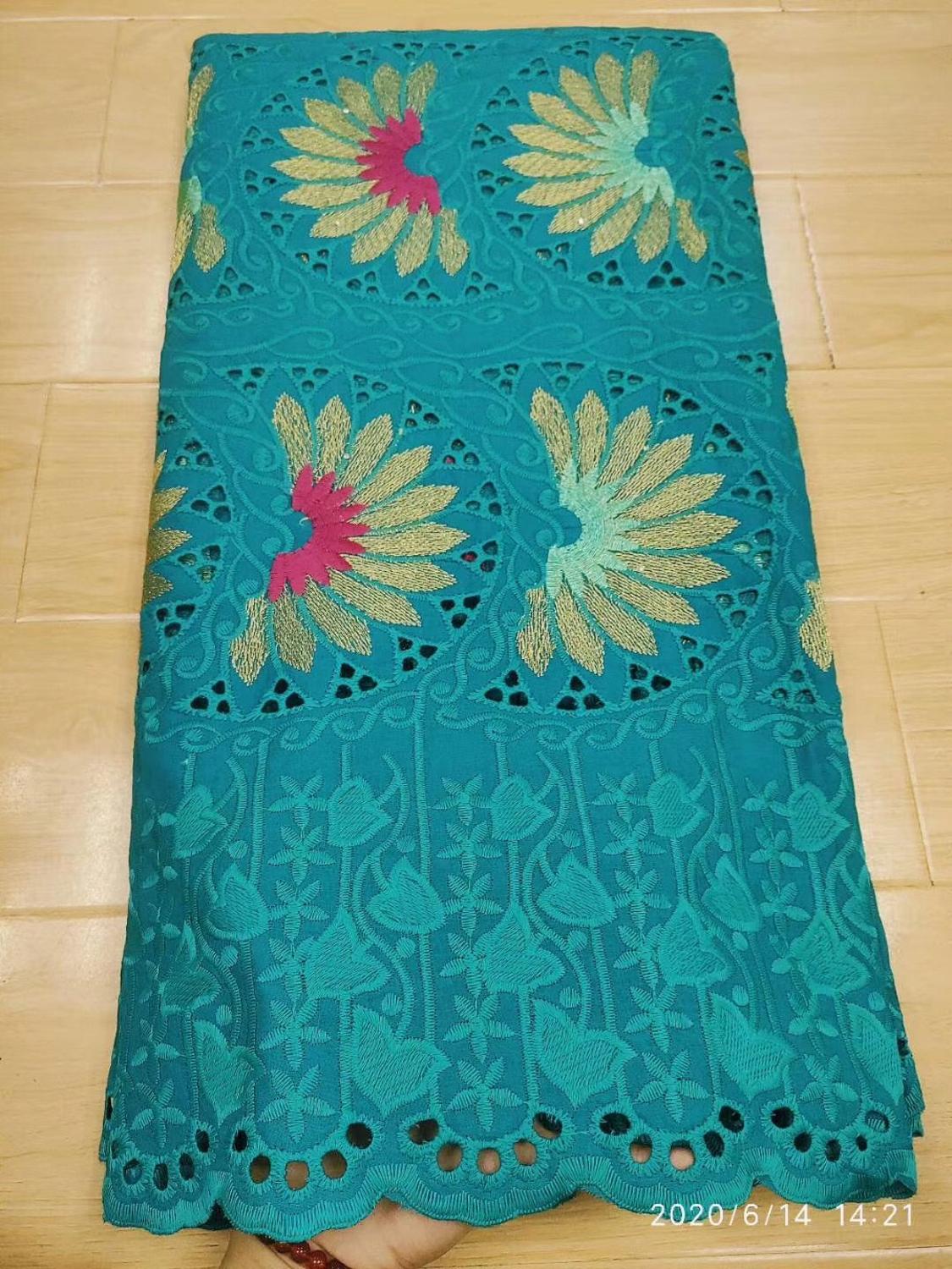 Tela de encaje suizo de 5 yardas, tejido de algodón de estilo africano, estilo Dubái popular de encaje de gasa suiza, bordado con cuentas pesadas,: 1
