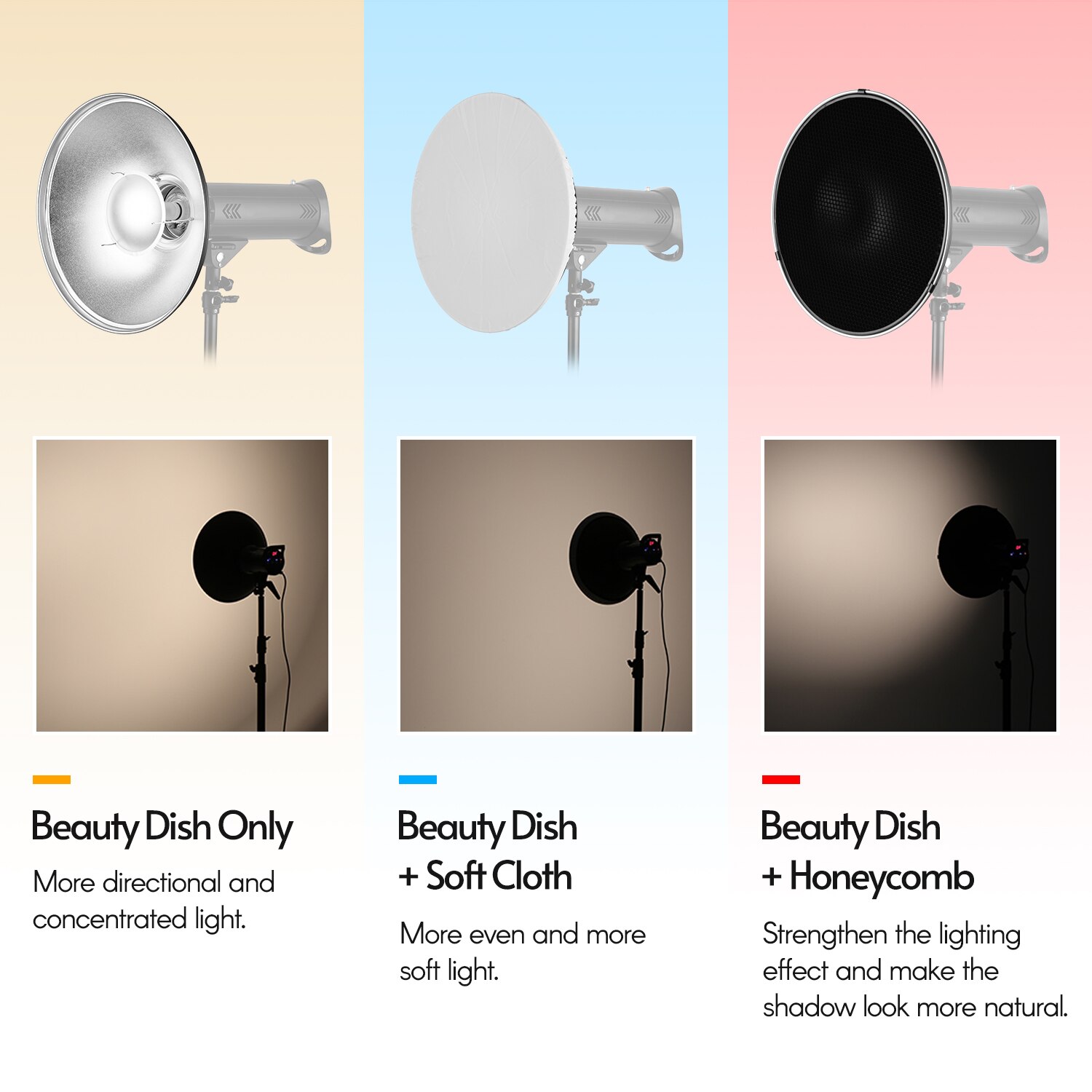 Andoer – réflecteur de beauté Standard de 41cm, monture Bowens avec diffuseur blanc pour Portrait de Studio, Flash stroboscopique