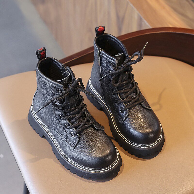 CCTWINS Bambini Stivali 2020 di Autunno Dei Bambini di Modo del Cuoio Genuino Stivali Per Gli Stivali Della Ragazza Scarpe Per Bambini di Marca Della Caviglia Nero Stivali FB1866: 13