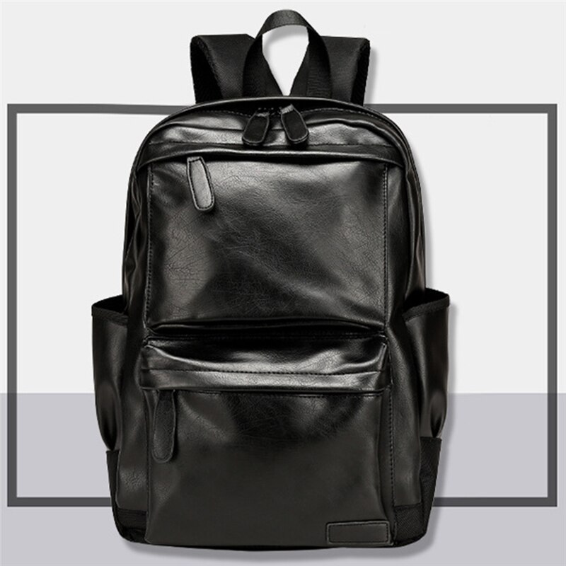 Unisex Business Backpackl Backpacks Travel Bag Black Pu Leather Men's Shoulder Bags Teenage Backpack Men Casual Bag