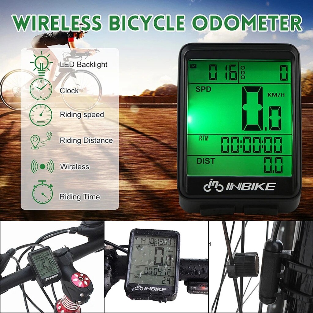 Velocímetro para bicicleta, odómetro LCD inalámbrico, a prueba de agua, accesorios para bicicleta, velocímetro, # j4s