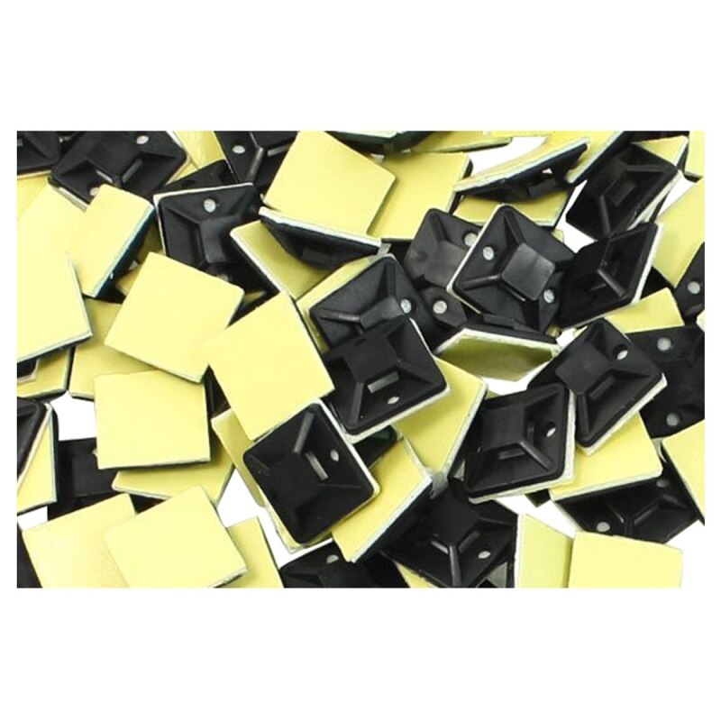 100 Pcs Self Adhesive Cable Tie Mount Base Holder 20 x 20 x 6mm