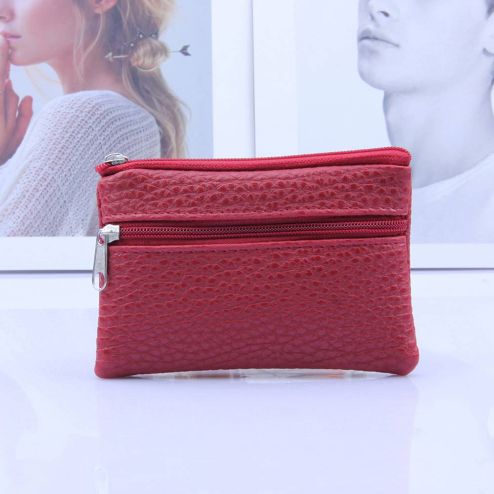 Men's and women's wallet multi-function leather coin purse zipper mini wallet cute card coin small purse wallet