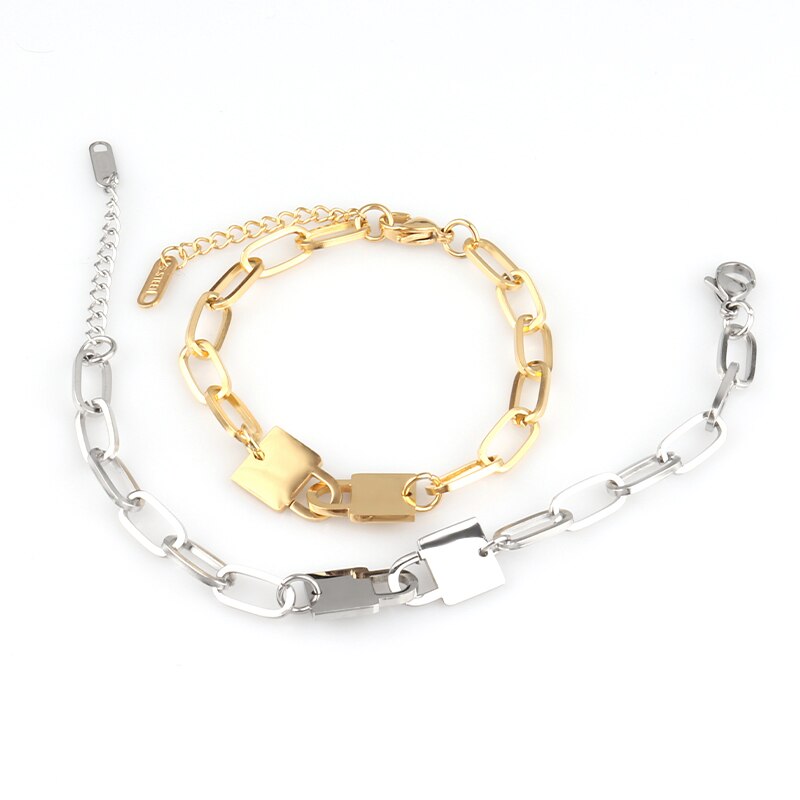 punk charm bracelet handcuffs bracelet lock bracelet pendant thick chain bracelet for women stainless steel bracelet