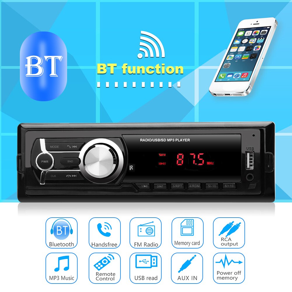 Car Stereo MP3 Player Head Unit 1784E AUX USB FM Radio Receiver Detachable Panel for Outdoor Personal Car Ornaments