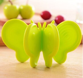 Pince antidérapante en silicone | 1 paire de mignons, silicone papillon anti-brûlure, outil de cuisine pour micro-ondes, pince de prise à haute température: green