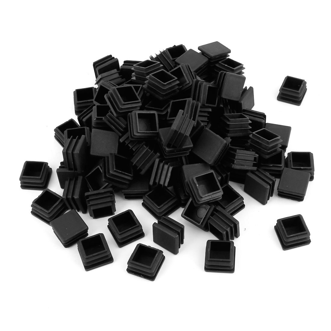 Promoção! 100 pces 20mm x 20mm tubo quadrado plástico insere tampas de cobertura de extremidade preto